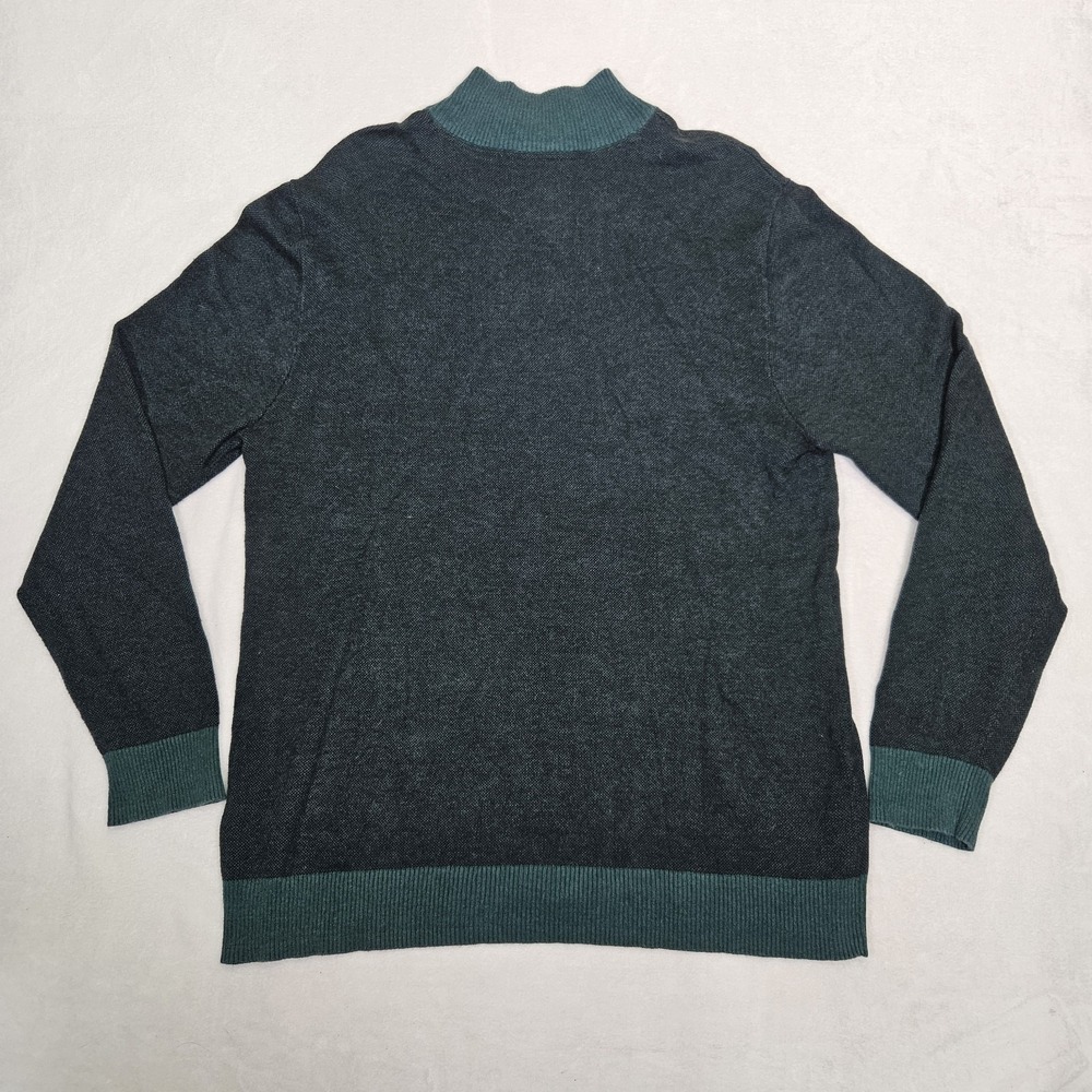 Fairlane Men's XL 1/4 Zip Sweater Cashmere Blend Green Colorblock Soft Pullover - Picture 5 of 8